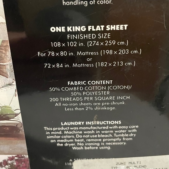 Collier Campbell combed cotton‎ King Flat Sheet Zuni 1991 vintage New southwest - Picture 7 of 10